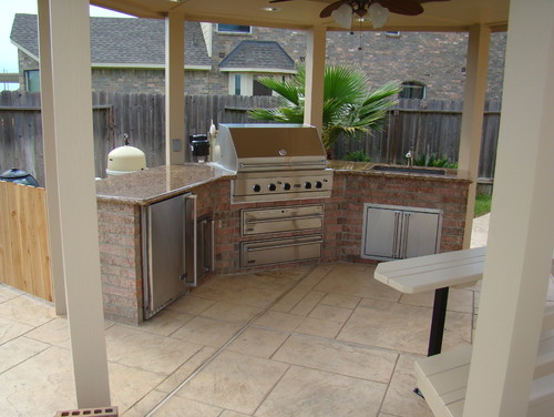 Giallo Ornamental Countertop with Corner Grill Set Up and Brick Counter Base